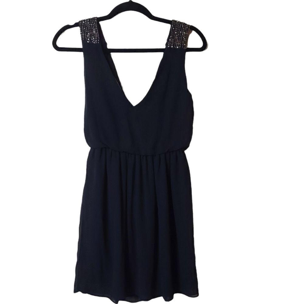 Zara Black Mini Dress Sequins XS - Picture 3 of 5